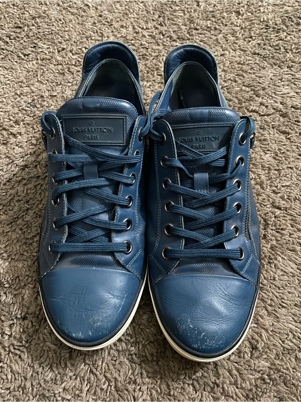 Louis Vuitton women’s Navy Blue Low-Top Leather Sneakers